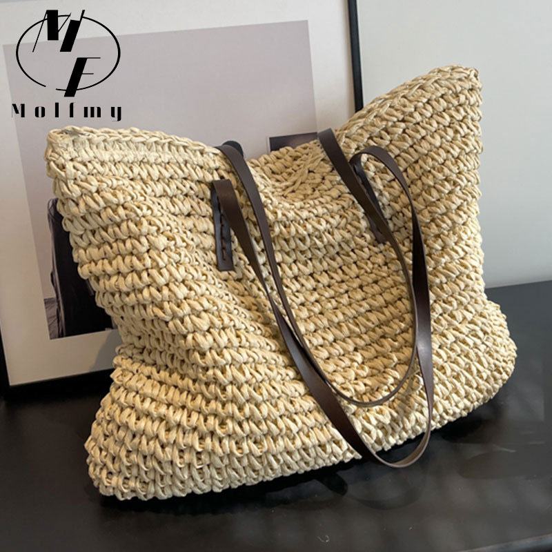 Luxury Bags Collection - Torby z grubej bawełny ze słomy