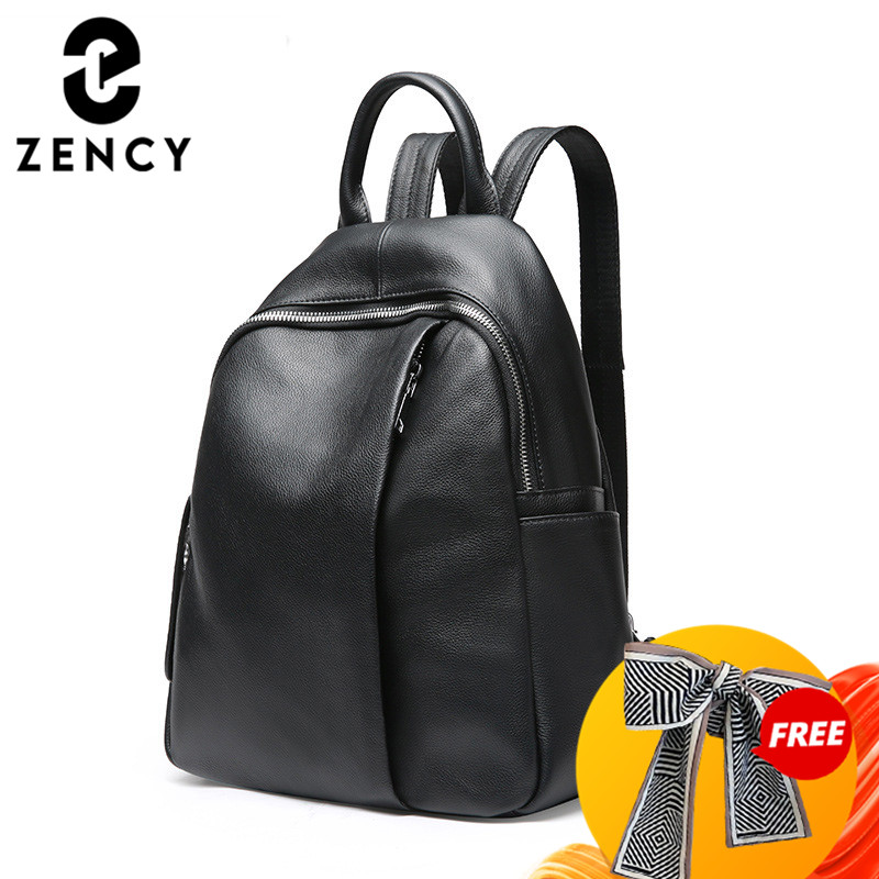 Genuine Leather Backpack - Plecak damski Zency z zabezpieczeniem przed