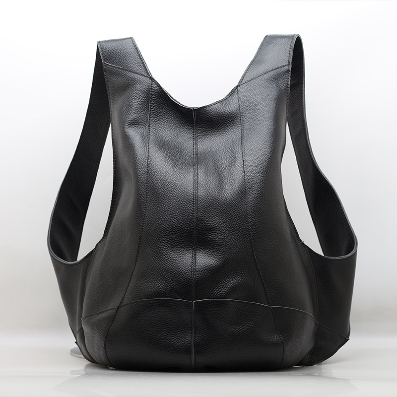 Genuine Leather Backpack - Klasyczny męski plecak antykradzieżowy zamek błyskawiczny