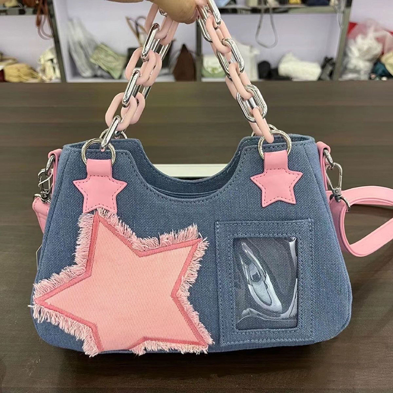 Luxury Tote Bags With Zipper - Dżinsowe damskie torby shopper na ramię,
