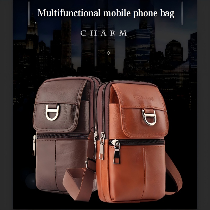 Męska skórzana torba na pas -  – Genuine Leather Backpack recenzja i cena